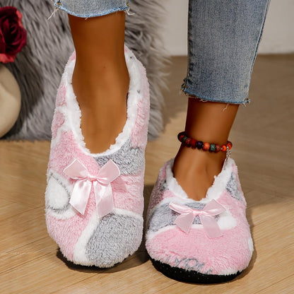 Cozy Heart-Pattern Fleece Indoor Slippers