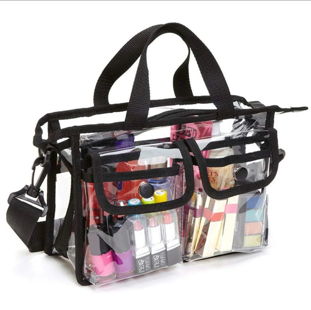 Transparent Cosmetic Storage Bag with Shoulder Strap