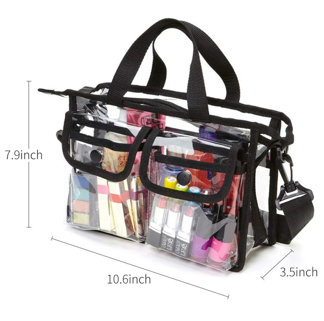 Transparent Cosmetic Storage Bag with Shoulder Strap