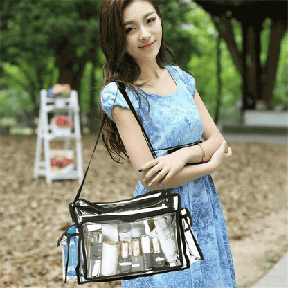 Transparent Cosmetic Storage Bag with Shoulder Strap