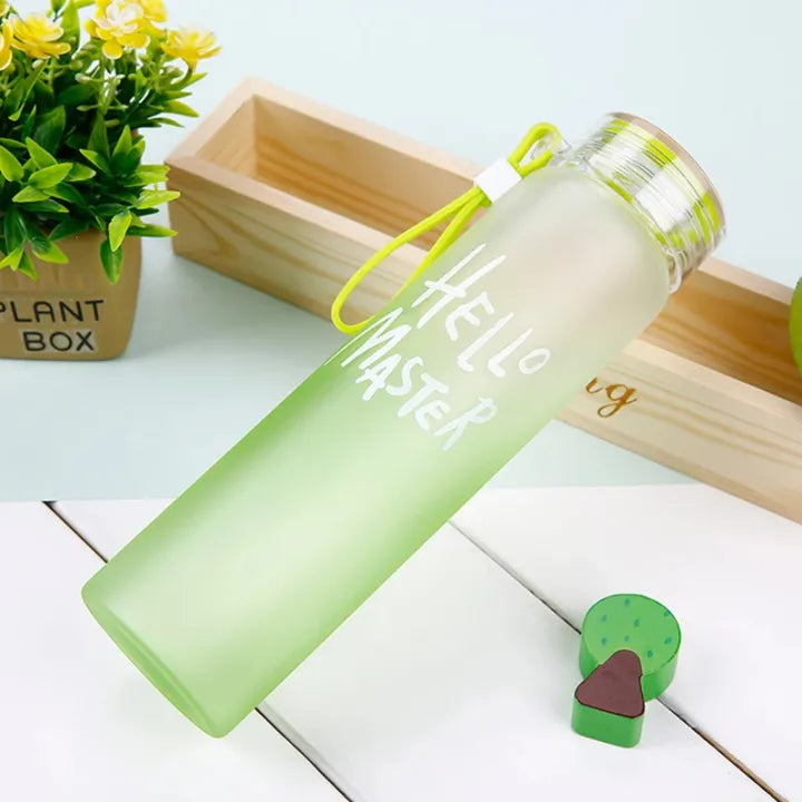 Hello Master Frosted Glass Water Bottle