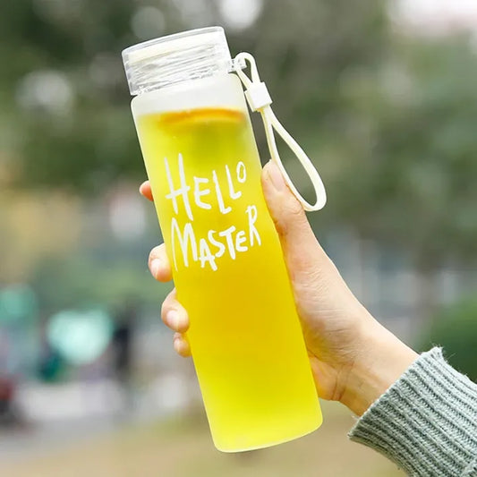 Hello Master Frosted Glass Water Bottle